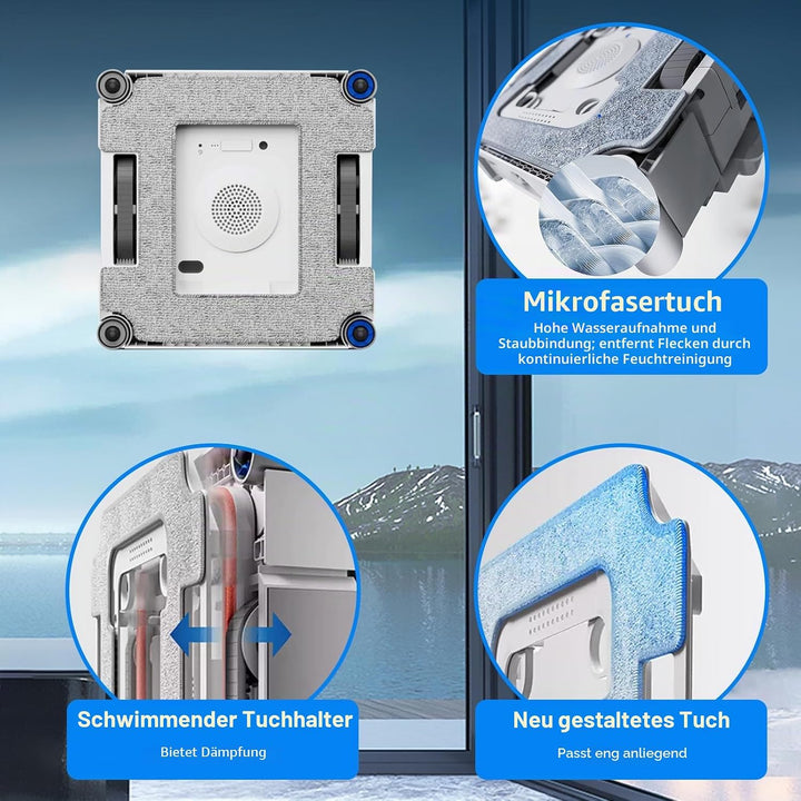 Mikrofaser-Reinigungspad mit Halterungs-Set für Ecovacs Winbot W3 Omni Fensterreinigungsroboter, Ers
