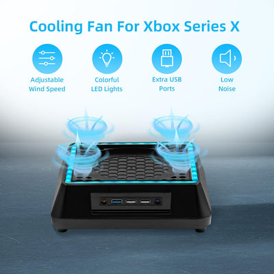 Tolesum Upgraded Lüfter Ständer für Xbox Series X, Kühler Stand mit RGB LED,4 Grosse &Turbolüfter, U