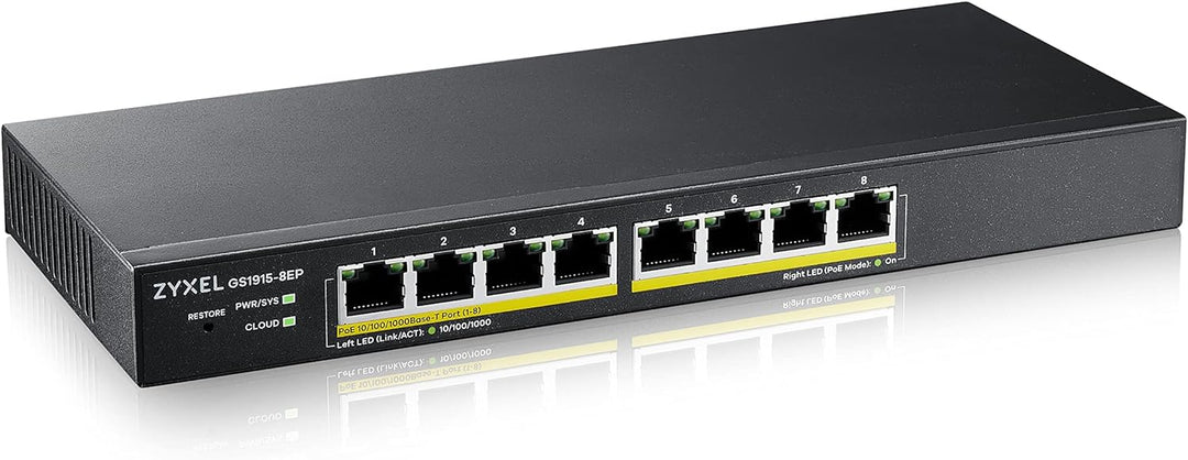 Zyxel GS1915-8EP Managed L2 Gigabit Ethernet (10/100/1000) Power Over Ethernet (PoE) Black