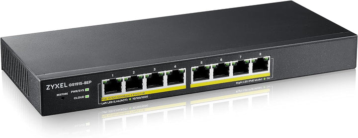 Zyxel GS1915-8EP Managed L2 Gigabit Ethernet (10/100/1000) Power Over Ethernet (PoE) Black