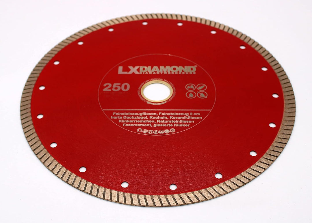 Diamant-Trennscheibe 250mm x 30,0mm für 2-3 cm Feinsteinzeug Terrassenplatten Feinsteinzeugfliesen N