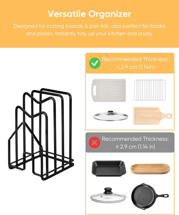 LINFIDITE Metall Schneidebrett-Rack,Schneidebrett-Organiser Ständer Halter Topfpfannendeckel-Halter
