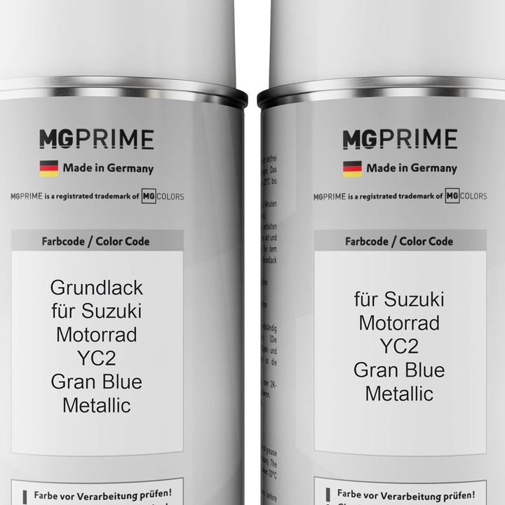 MG PRIME Motorradlack Sprühdosen Set für Suzuki Motorrad YC2 Gran Blue Metallic Grundlack Basislack