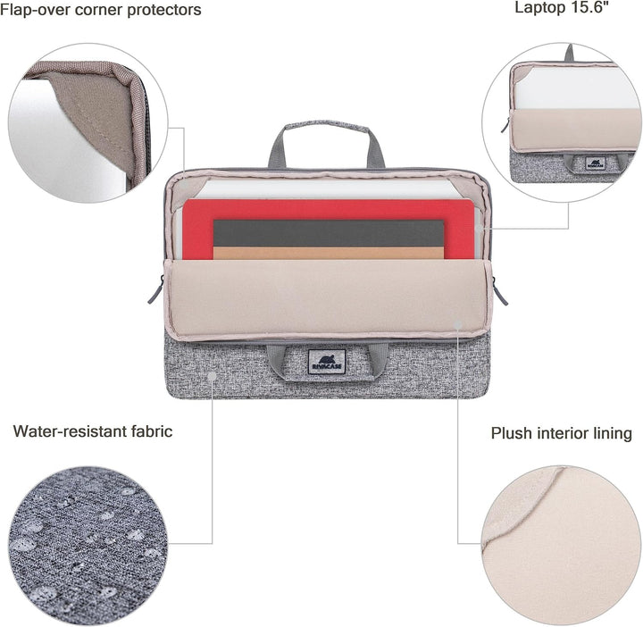 Rivacase Laptophülle mit Griffen bis 15.6" Sleeve - wasserdichte und ultraleichte Notebooktasche - k