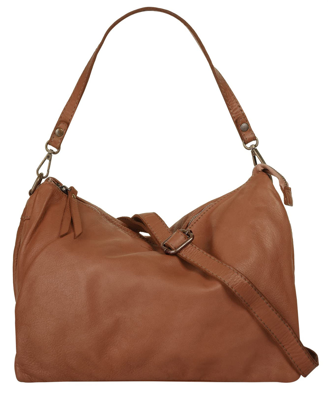 Samantha Look Umhängetasche echt Leder Damen - 021672 Cognac, Cognac