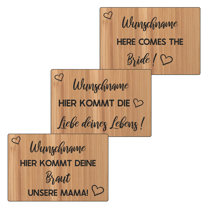 Schild für die Hochzeit, Vintage Schild aus Holz für die Trauung, Hier kommt die Braut personalisier