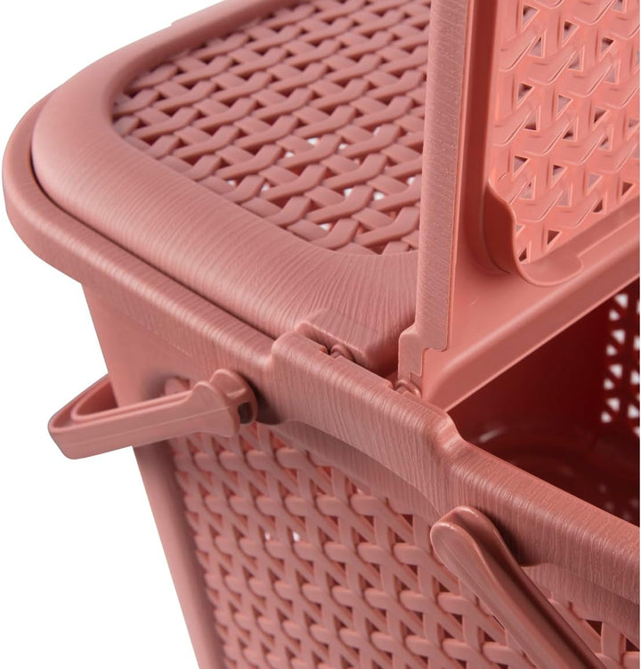 keeeper Picknick-Korb mit Deckel, Rattanoptik, Für Picknick, Camping und mehr, 35 x 46 x 28,5 cm, In