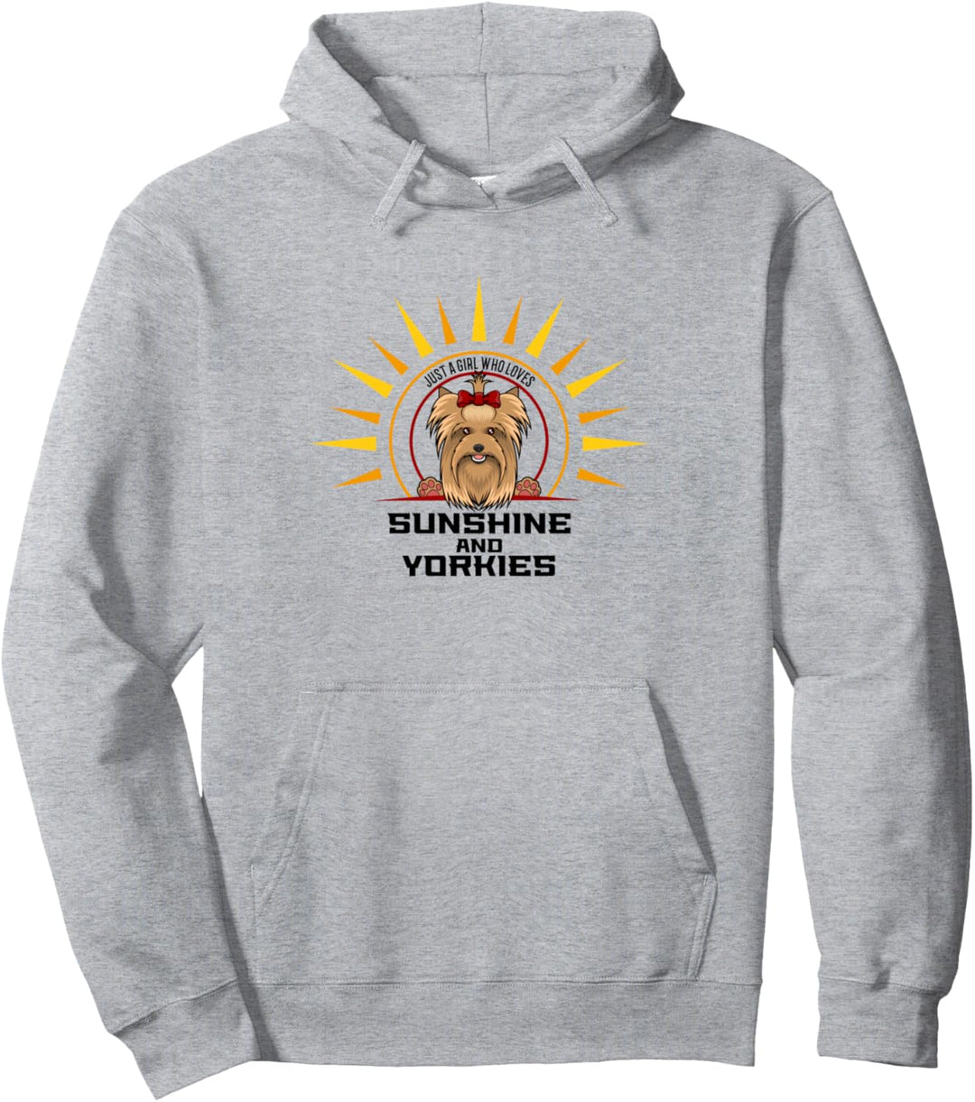 Mädchen liebt Sonnenschein und Yorkie Terrier Pullover Hoodie