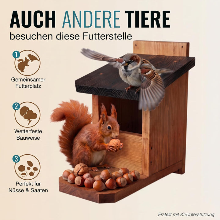 Premium Eichhörnchen-Futterhaus, wetterfeste Futterstation