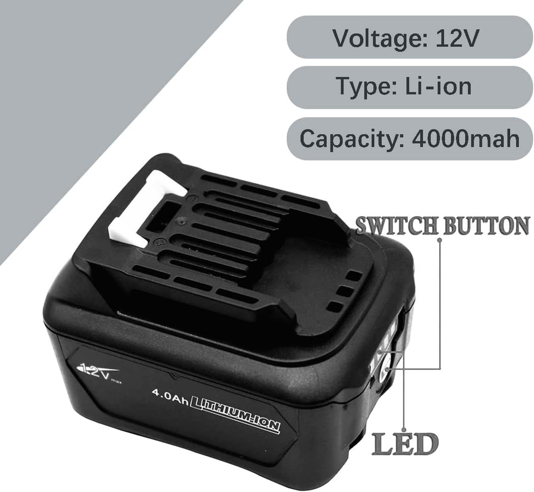GOLEMON® 12V 2X 4,0 Ah BL1041B Akku mit Ladegerät DC10WD Für BL1016 Bl1021B BL1020B BL1040B Erset Fü