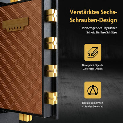 COSTWAY 42,5L Safe Tresor mit Zahlenschloss | eingebauter abschliessbarer Box | abnehmbarem Regal |