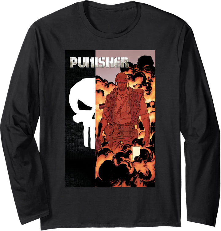 Marvel The Punisher Combat Split Comic Cover Langarmshirt