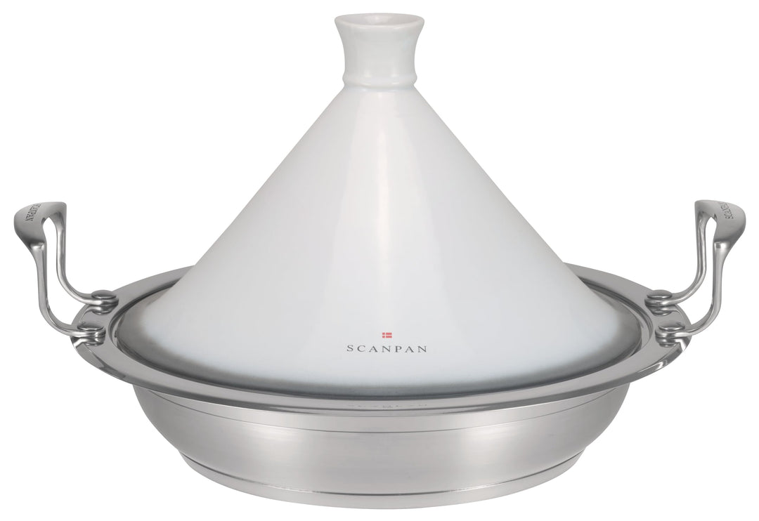 Scanpan Impact Tagine Topf 28 cm, 3,2 l | Edelstahl mit Keramikdeckel | Für alle Herdarten inkl. Ind
