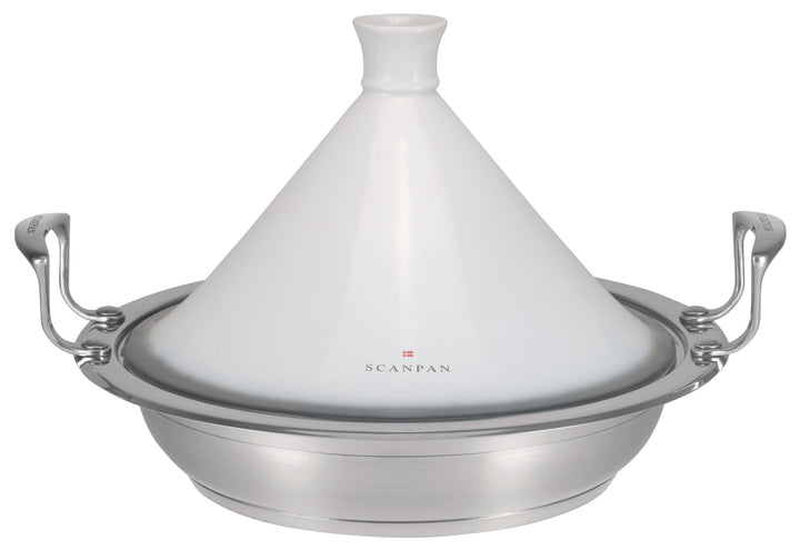 Scanpan Impact Tagine Topf 28 cm, 3,2 l | Edelstahl mit Keramikdeckel | Für alle Herdarten inkl. Ind
