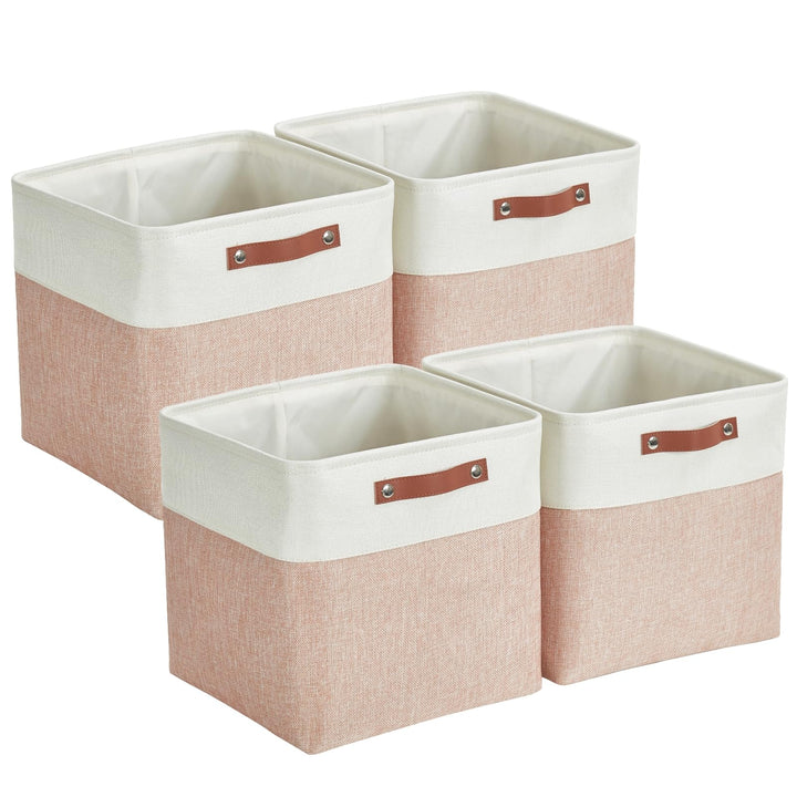 Mangata Collapsible Storage Cube Boxen, 28CM Cube Leinen gewebt Stoff Lagerung Körbe mit Ledergriffe