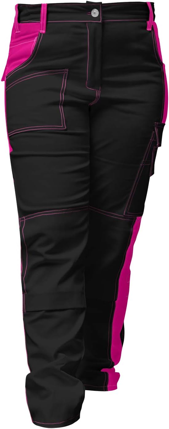 strongAnt Damen Arbeitshose komplett Stretch für Frauen Bundhose mit Kniepolstertaschen Schwarz Grau