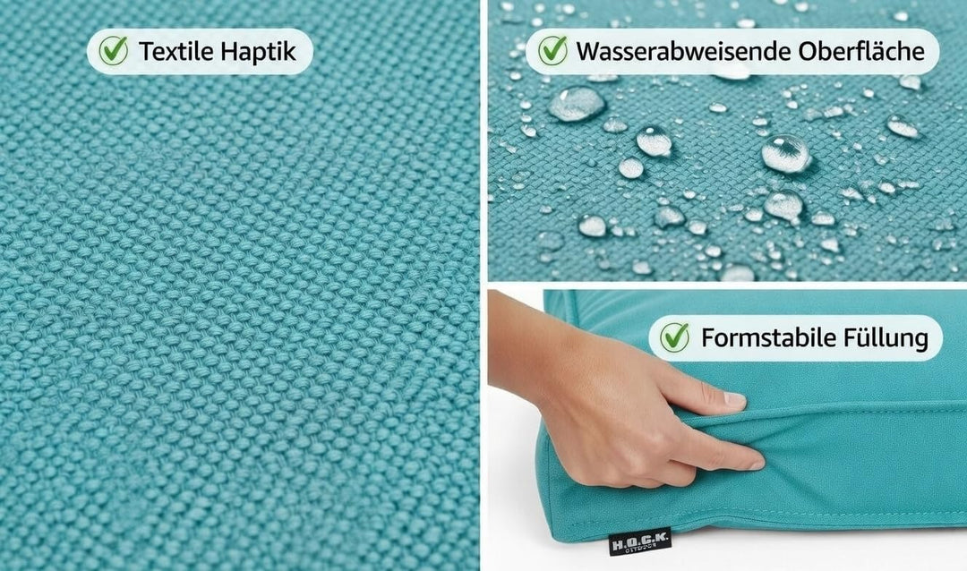 H.O.C.K. Sitzkissen Outdoor Stuhlkissen Classic Uni – UV-beständig, wasserabweisend, Fleckschutz – G
