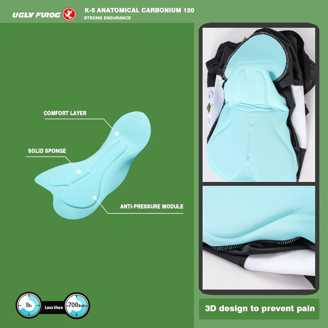 UGLY FROG Trägerhose Fahrrad Herren Fahrradhose Kurz mit Sitzpolster Radhose Kurz Gepolstert mit Pol