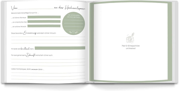 LEAF & GOLD® Gästebuch Hochzeit I Edles Hochzeitsgästebuch mit Fragen I Gästebuch zum Ausfüllen mit