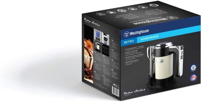 Westinghouse Retro Handmixer, 5 Geschwindigkeitsstufen + Turbofunktion, 2 Rührbesen, 2 Knethaken, LC