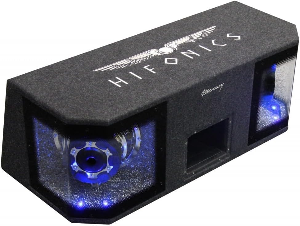 Hifonics Mercury MR8Dual - 2x20cm Gehäuse Subwoofer Flexport Skisack 200mm Doppelbass beleuchtet Kof