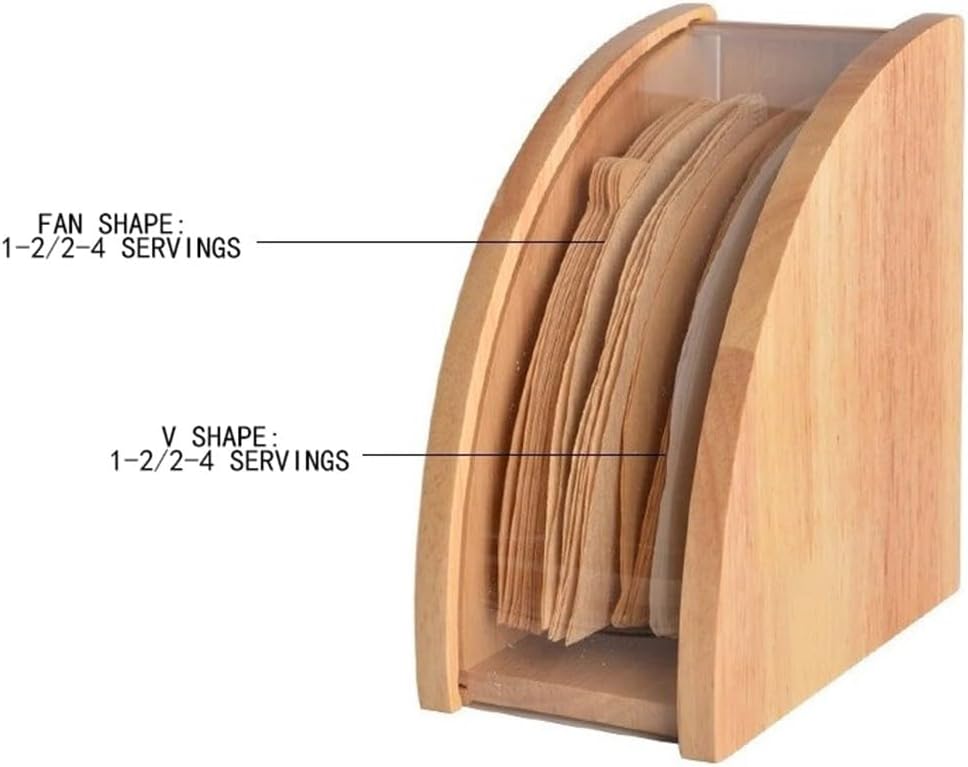 Kaffeefilter-Papierbox, Holz-Kaffeepapier-Aufbewahrungsbox, fächerförmiger Handtropf-Kaffeefilterhal