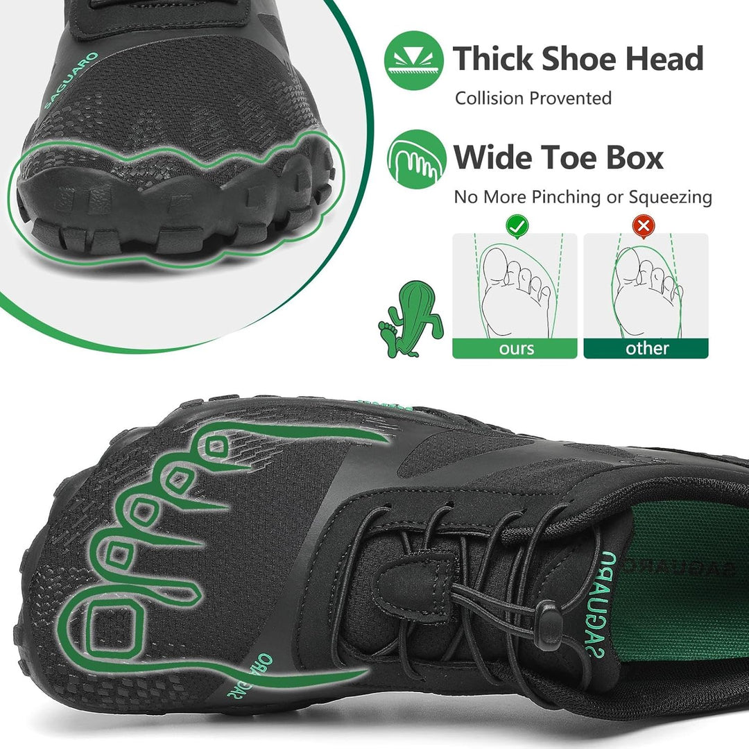 SAGUARO Unisex Barfussschuhe Outdoor Zehenschuhe Traillaufschuhe 37 EU Schwarzkohle, 37 EU Schwarzko