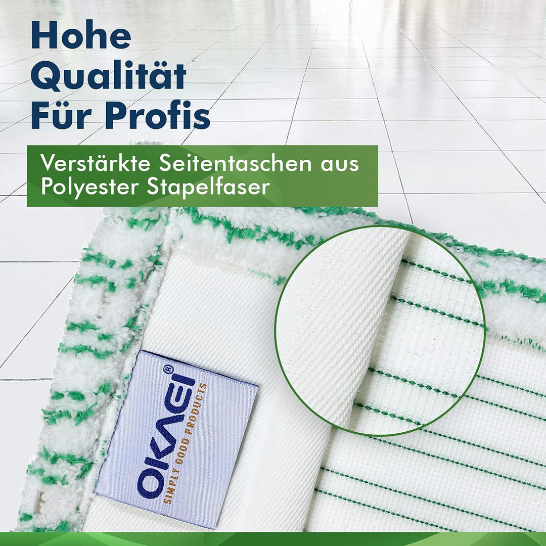 Okaei 5 Stück Wischmopp Bezug (40 cm) - Premium Bodenwischer-Wischbezug aus 100% Microfaser - Bezug