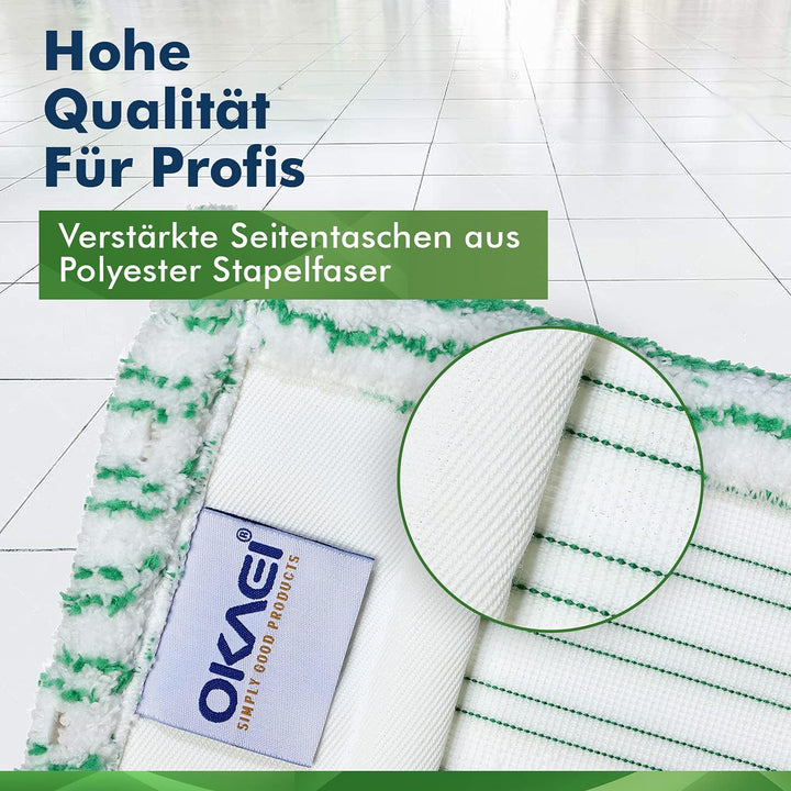 Okaei 5 Stück Wischmopp Bezug (40 cm) - Premium Bodenwischer-Wischbezug aus 100% Microfaser - Bezug