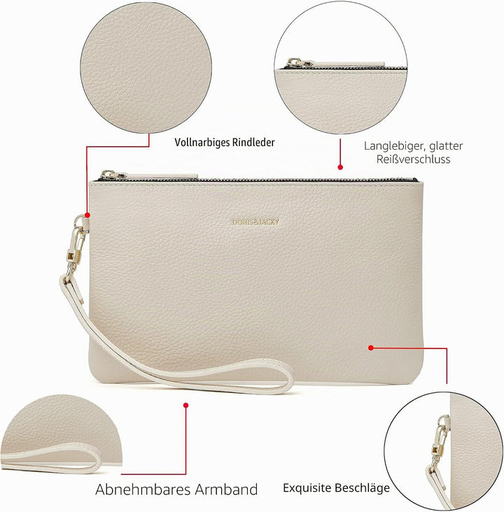 DORIS&JACKY Ziegenleder Wristlet Clutch Brieftasche Nette Kleine Beutel Tasche Mit Gurt 2 Rindsleder