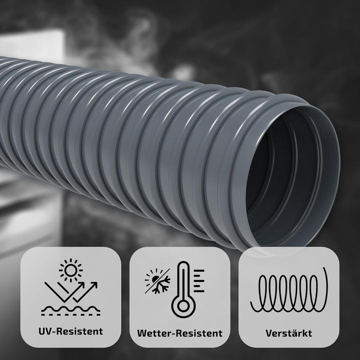 Absaugschlauch PVC *Grau Saugschlauch Spiralschlauch Flexschlauch leicht & flexibel - Meterware - (9