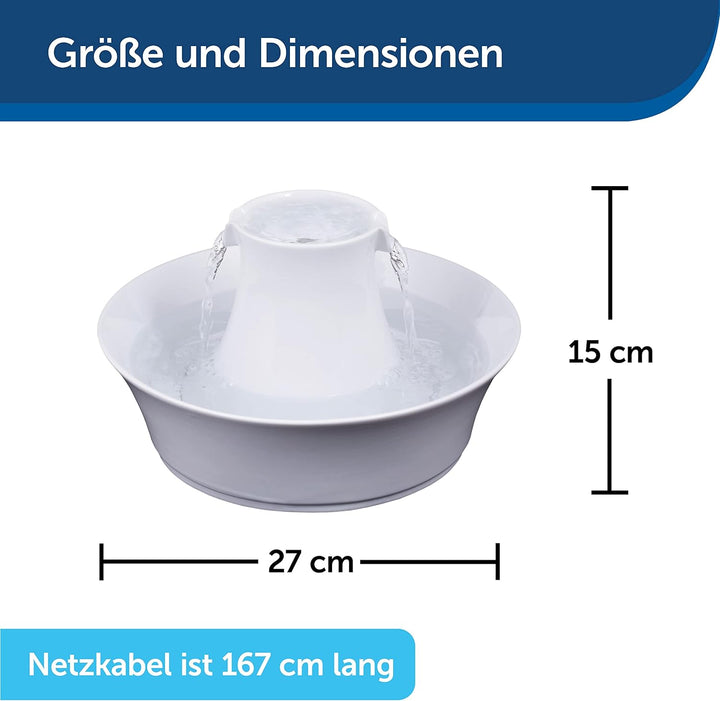 PetSafe Drinkwell Keramik-Trinkbrunnen Avalon, Gefiltertes Trinkwasser für Hunde und Katzen, 2 L Was