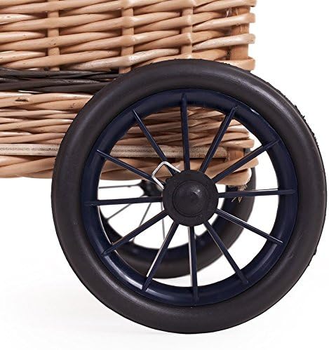 Kaminholzkorb auf Rollen Trolley fahrbar aus Vollweide Kaminkorb Halbrund Rollkorb aus Weide für Kam