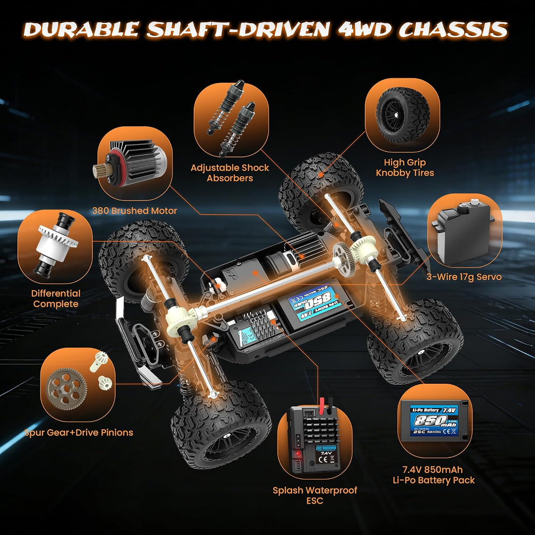 HAIBOXING Ferngesteuertes Auto 4WD RC Auto 36 km/h Hochgeschwindigkeits 1/18 Monstertruck 2.4GHz All