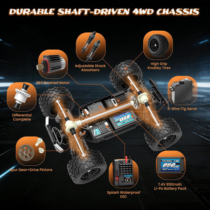 HAIBOXING Ferngesteuertes Auto 4WD RC Auto 36 km/h Hochgeschwindigkeits 1/18 Monstertruck 2.4GHz All