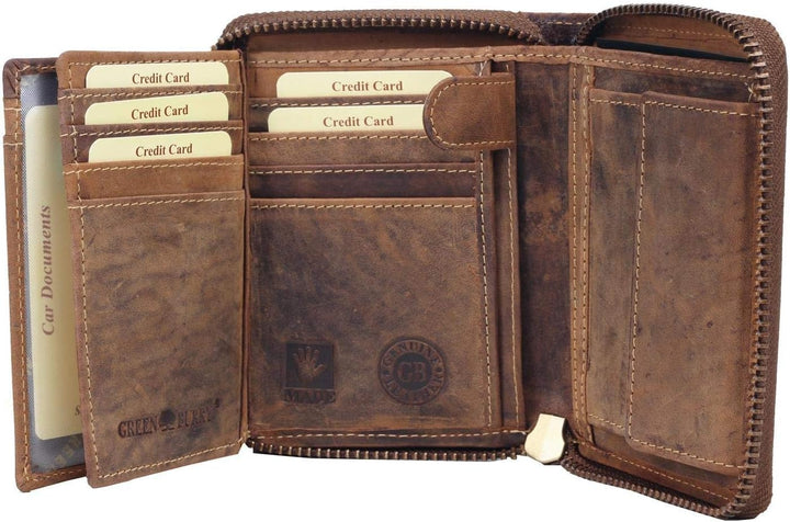 Greenburry Damen Geldbörse Braun 13x10x3cm mit Motiv Einer Katze (Babykatze), Babykatze