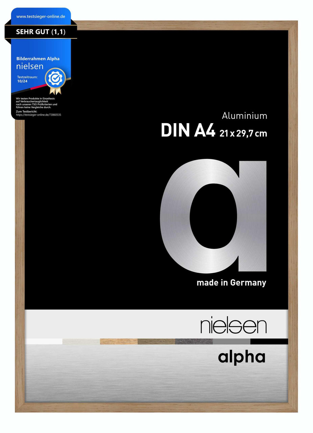 nielsen Aluminium Bilderrahmen Alpha, 21x29,7 cm (A4), Eiche Eiche 21 x 29,7 cm (A4), Eiche 21 x 29,