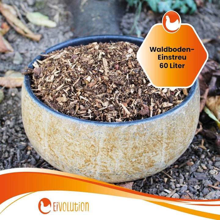 eivolution Waldboden-Einstreu 60 Liter | für den Stall und Voliere | staubfrei | geruchsbindent | bi
