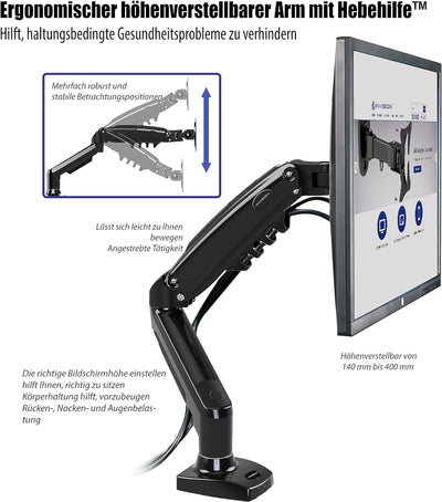 Invision Monitor Halterung für 17-27 Zoll Bildschirme, Monitor Arme, Bildschirmhalterung 1 Monitor,