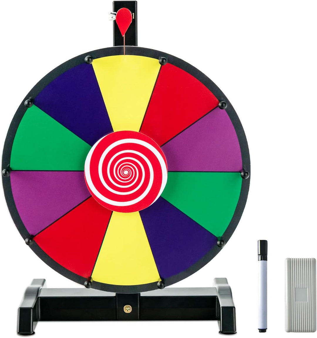COSTWAY 12" Glücksrad zum Drehen, inkl. Radiergummi und Markierstift, Drehrad Preisrad Lucky Wheel f