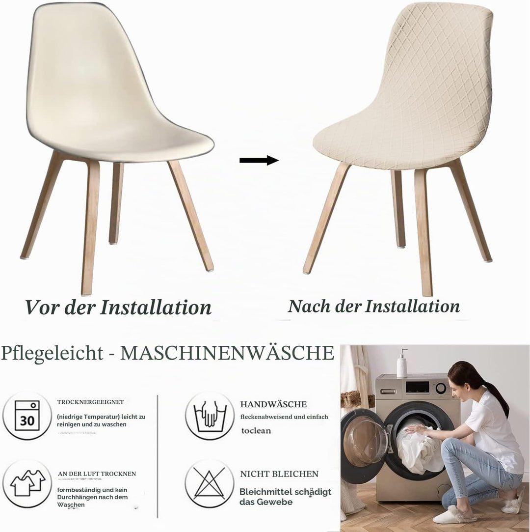 JUNZHE Muschelstuhlhussen Retro-Stuhlhussen Stretch Spandex Druck Lounge Eckstuhl Schutz für Esszimm
