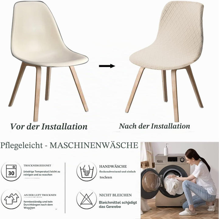 JUNZHE Muschelstuhlhussen Retro-Stuhlhussen Stretch Spandex Druck Lounge Eckstuhl Schutz für Esszimm