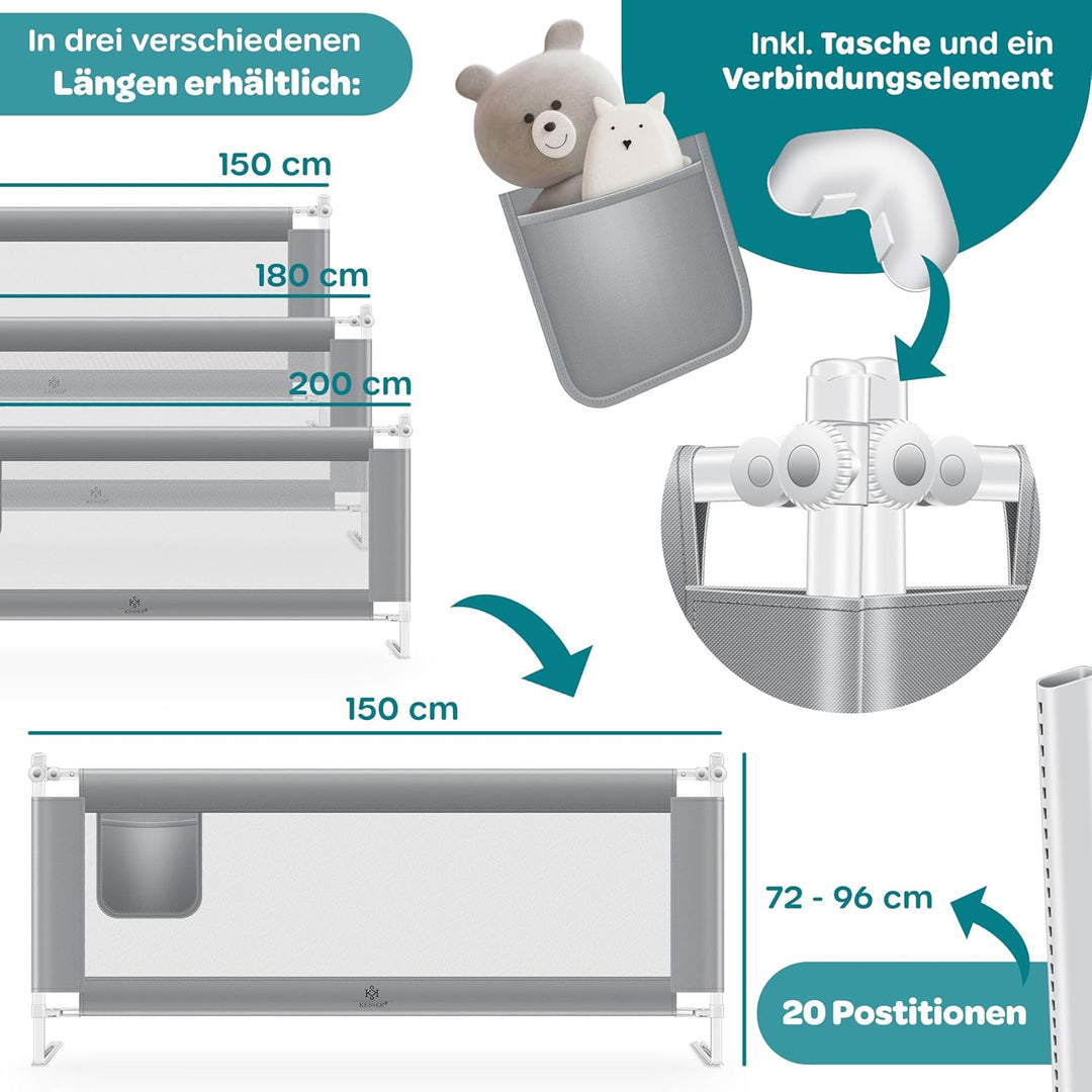 KESSER® Bettgitter 150cm Bettschutzgitter Kinderbettgitter für Kinder Babybettgitter Klappbar, Kinde
