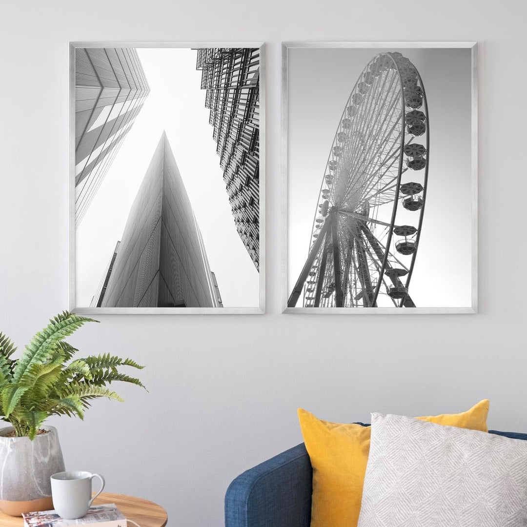 PHOTOLINI Bilderrahmen 50x70 Holz MDF 10er Set Silber, 50x70 cm Bilderrahmen gross, Rahmen 70x50 Puz