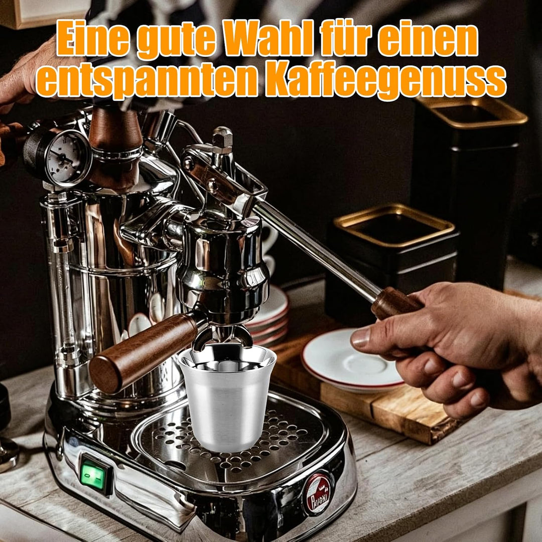 4 Stück edelstahl espressotassen espresso thermobecher tasse 80ml | Doppelwandig, edelstahl becher,