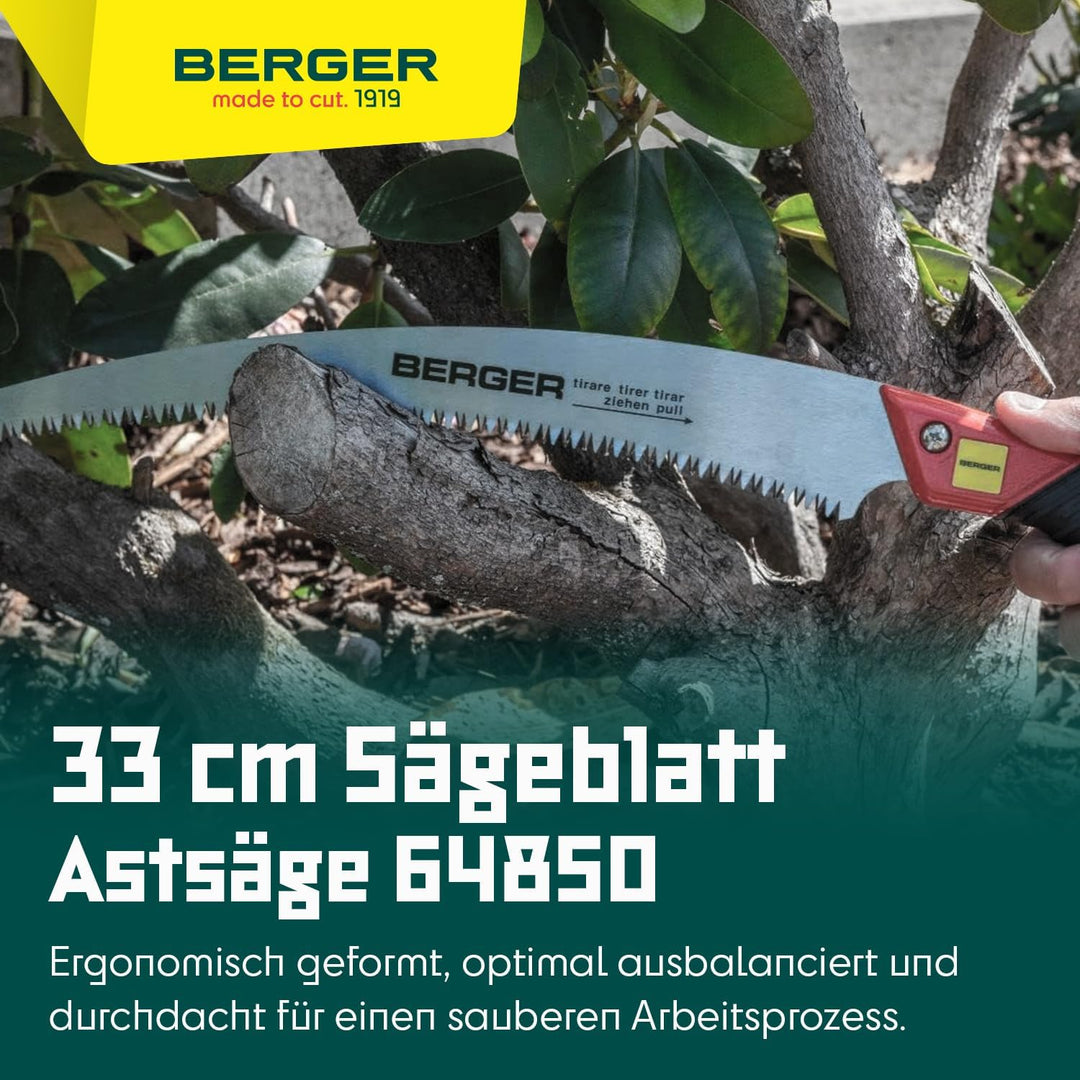 Berger Astsäge 64850 mit auswechselbaren Sägeblatt inklusive Schutzköcher, Länge: 33 cm Astsäge 33 c