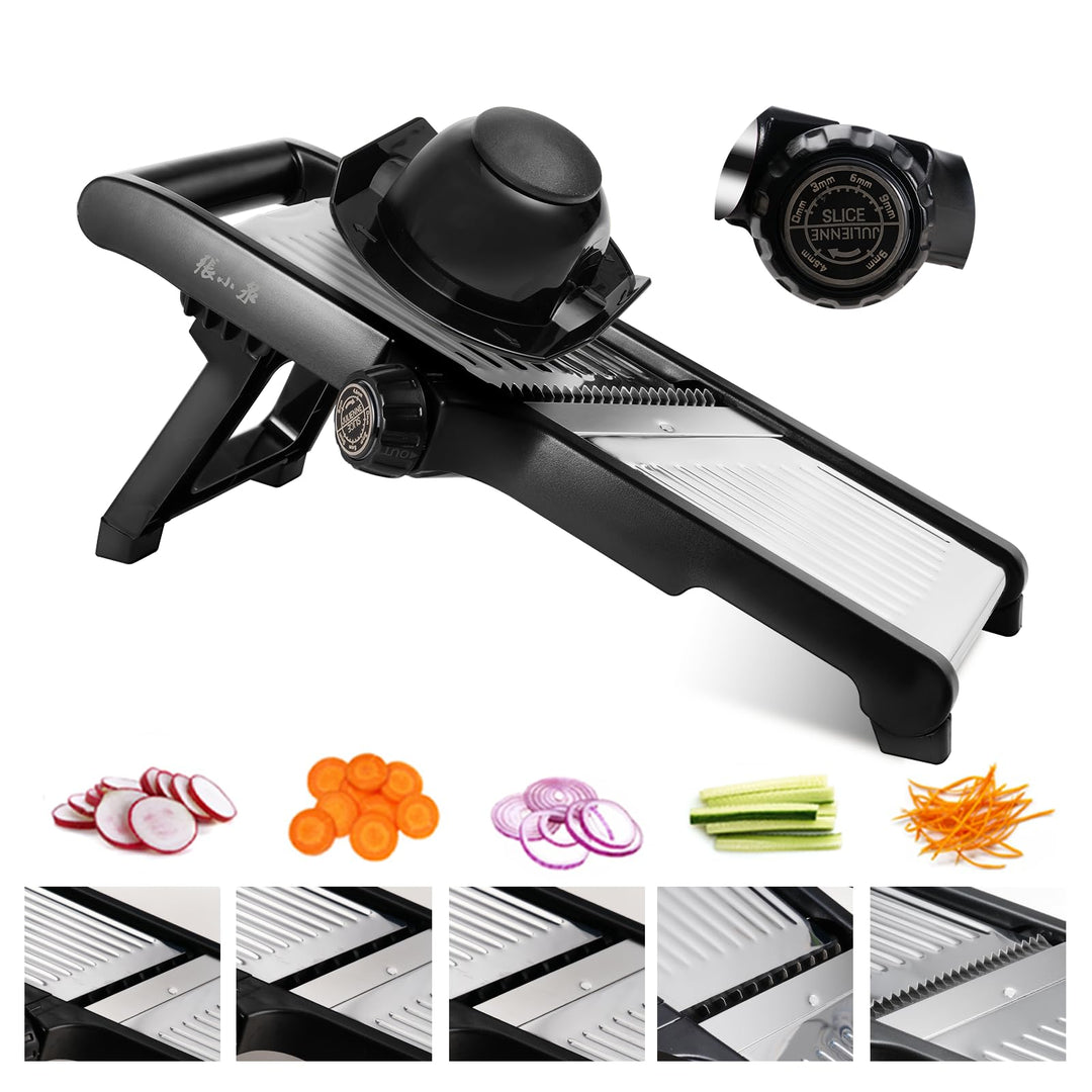 Mandoline Gemüsehobel 5-in-1 verstellbar aus Edelstahl, Multifunktionaler Gemüseschneider mit ultras