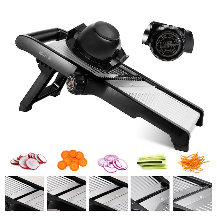 Mandoline Gemüsehobel 5-in-1 verstellbar aus Edelstahl, Multifunktionaler Gemüseschneider mit ultras