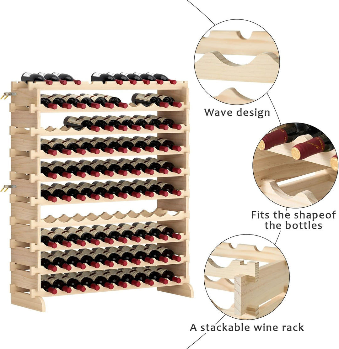 SogesHome Flaschenregal Weinregal Stapelbares Weinregale 10-Tier Weinlagerung für 100 Flaschen Weins