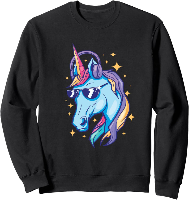 Cooles Einhorn hört Musik über Kopfhörer Sweatshirt